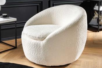 draaibare fauteuil wit bouclé