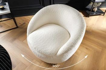 draaibare fauteuil wit bouclé