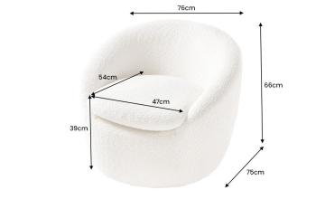 draaibare fauteuil wit bouclé