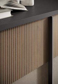 Dressoir zwart lava beige en bruin 156 cm