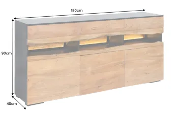 Dressoir Acaciahout boomstamranden 180 cm met verlichting