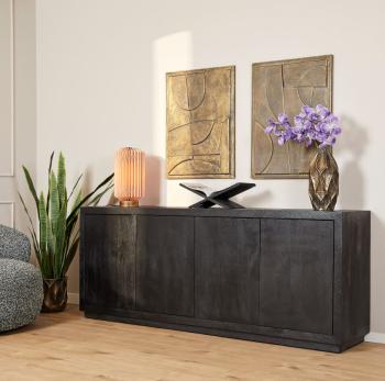 Modern dressoir zwart mangohout 200 cm