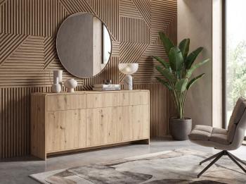 dressoir eiken kleur met laden en deuren 155 cm