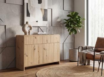 dressoir eiken kleur met laden en deuren 88 cm