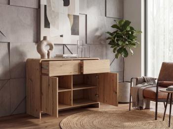 dressoir eiken kleur met laden en deuren 88 cm