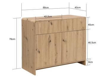 dressoir eiken kleur met laden en deuren 88 cm