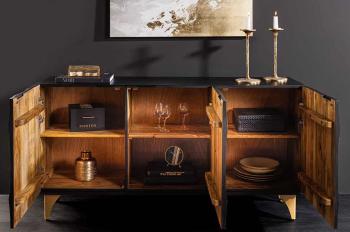 TV Dressoir zwart mangohout 140 cm