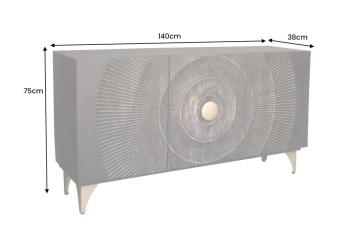 TV Dressoir zwart mangohout 140 cm