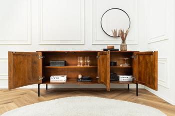 Retro dressoir mangohout warm bruin 177cm