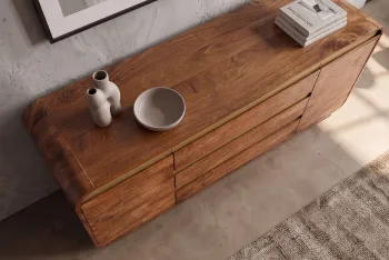 TV-dressoir mangohout donkerbruin 177 cm
