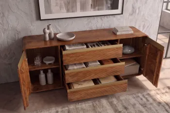TV-dressoir mangohout donkerbruin 177 cm