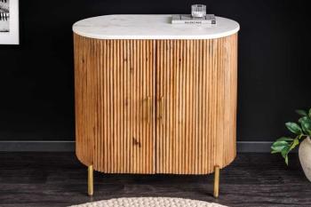 Dressoir mangohout 70 cm met marmer bovenpaneel