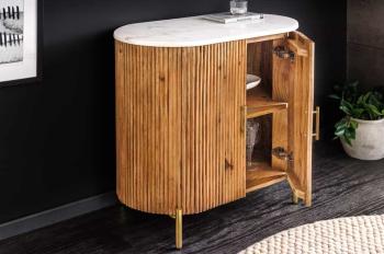 Dressoir mangohout 70 cm met marmer bovenpaneel