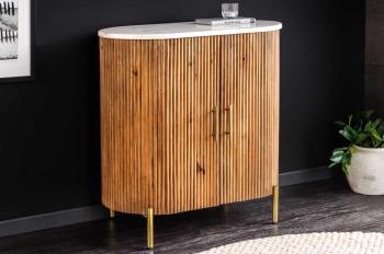 Dressoir mangohout 70 cm met marmer bovenpaneel