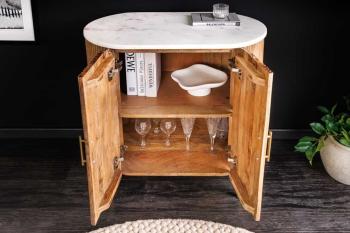 Dressoir mangohout 70 cm met marmer bovenpaneel