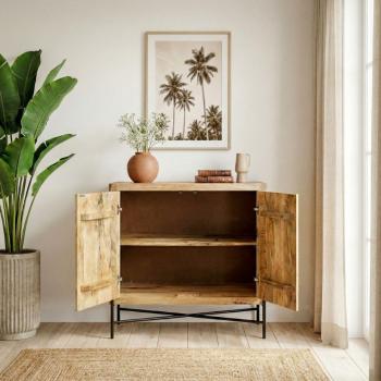 dressoir kast mangohout naturel 91 cm