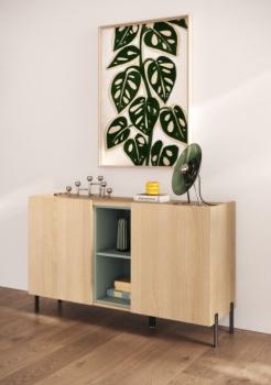 Dressoir lichte eiken groen accent 130 cm