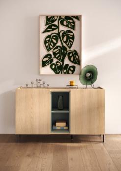 Dressoir lichte eiken groen accent 130 cm
