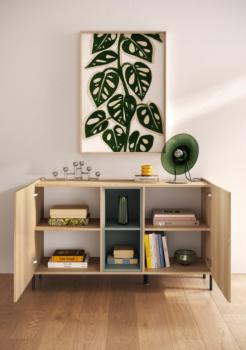 Dressoir lichte eiken groen accent 130 cm