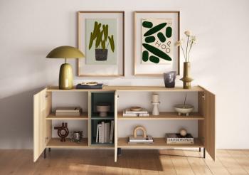 Sideboard licht eiken groen accent 180 cm
