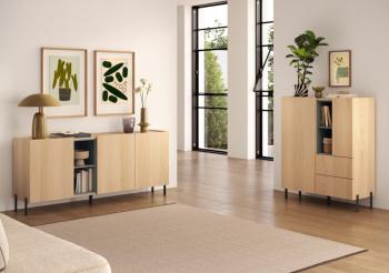 Sideboard licht eiken groen accent 180 cm