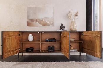 Dressoir mangohout antiek donkerbruin 177 cm