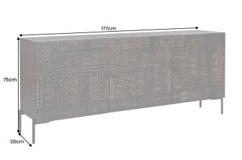Dressoir mangohout antiek donkerbruin 177 cm