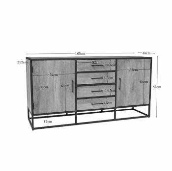 Dressoir mango metaal 165 cm