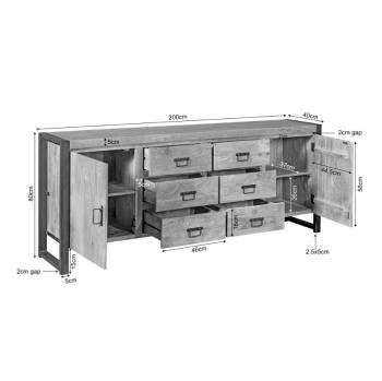 Dressoir mangohout 200 cm