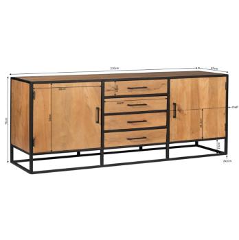 Dressoir mango metaal 210 cm