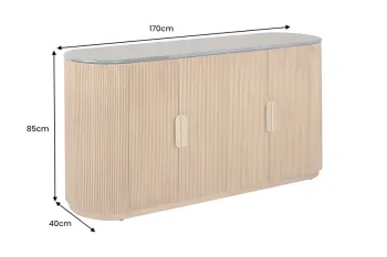 Dressoir mangohout messing kleur met groen marmer 170 cm