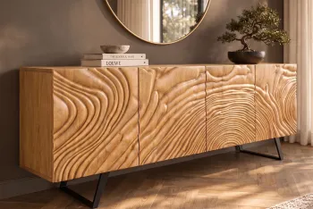 Sideboard mangohout lichtbruin creme 177 cm