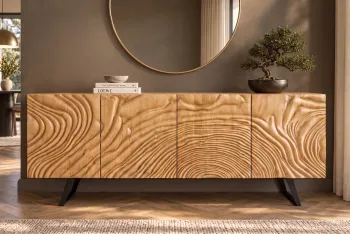 Sideboard mangohout lichtbruin creme 177 cm