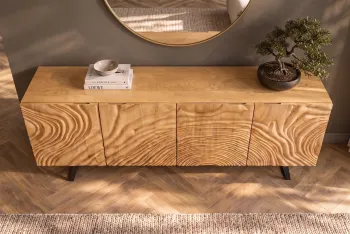 Sideboard mangohout lichtbruin creme 177 cm