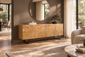 Sideboard mangohout lichtbruin creme 177 cm