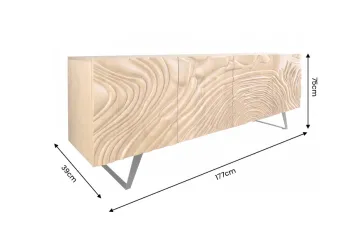 Sideboard mangohout lichtbruin creme 177 cm