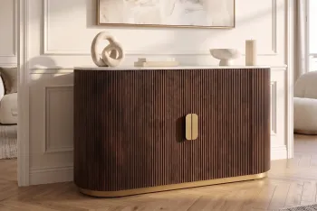 Dressoir mangohout bruin marmer wit 120 cm