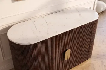 Dressoir mangohout bruin marmer wit 120 cm