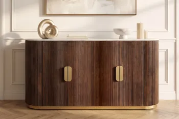 Dressoir mangohout bruin marmer wit 140 cm