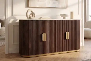 Dressoir mangohout bruin marmer wit 140 cm