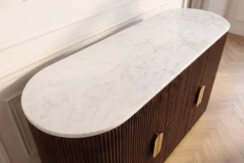 Dressoir mangohout bruin marmer wit 140 cm