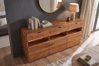dressoir mangohout met LED verlichting 180 cm
