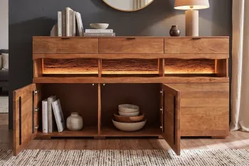 dressoir mangohout met LED verlichting 180 cm