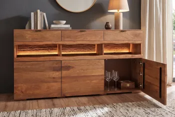 dressoir mangohout met LED verlichting 180 cm