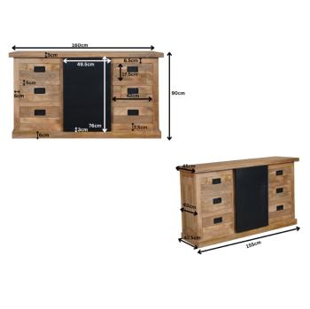 Industrieel dressoir mangohout metaal 160 cm