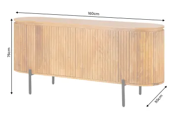 Dressoir mangohout naturel bruin 160 cm