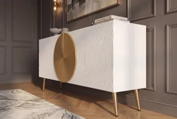Dressoir mangohout wit gouden accenten 177 cm