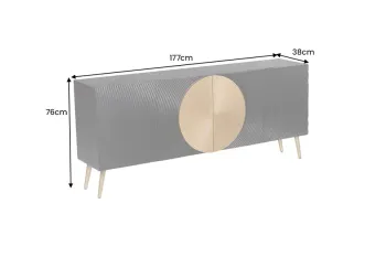 Dressoir zwart mangohout goud 177 cm
