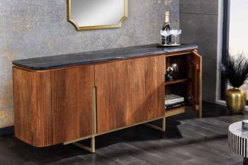 Dressoir mangohout met zwart marmer 160 cm