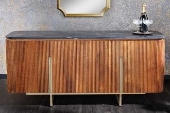 Dressoir mangohout met zwart marmer 160 cm